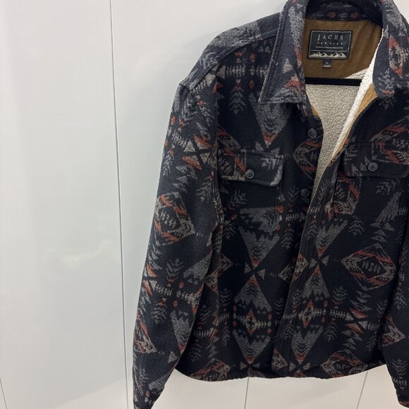 Jachs New York Mens XL Aztec Wool Blend Shirt Coat Jacket Sherpa Lined Shacket - Picture 3 of 10